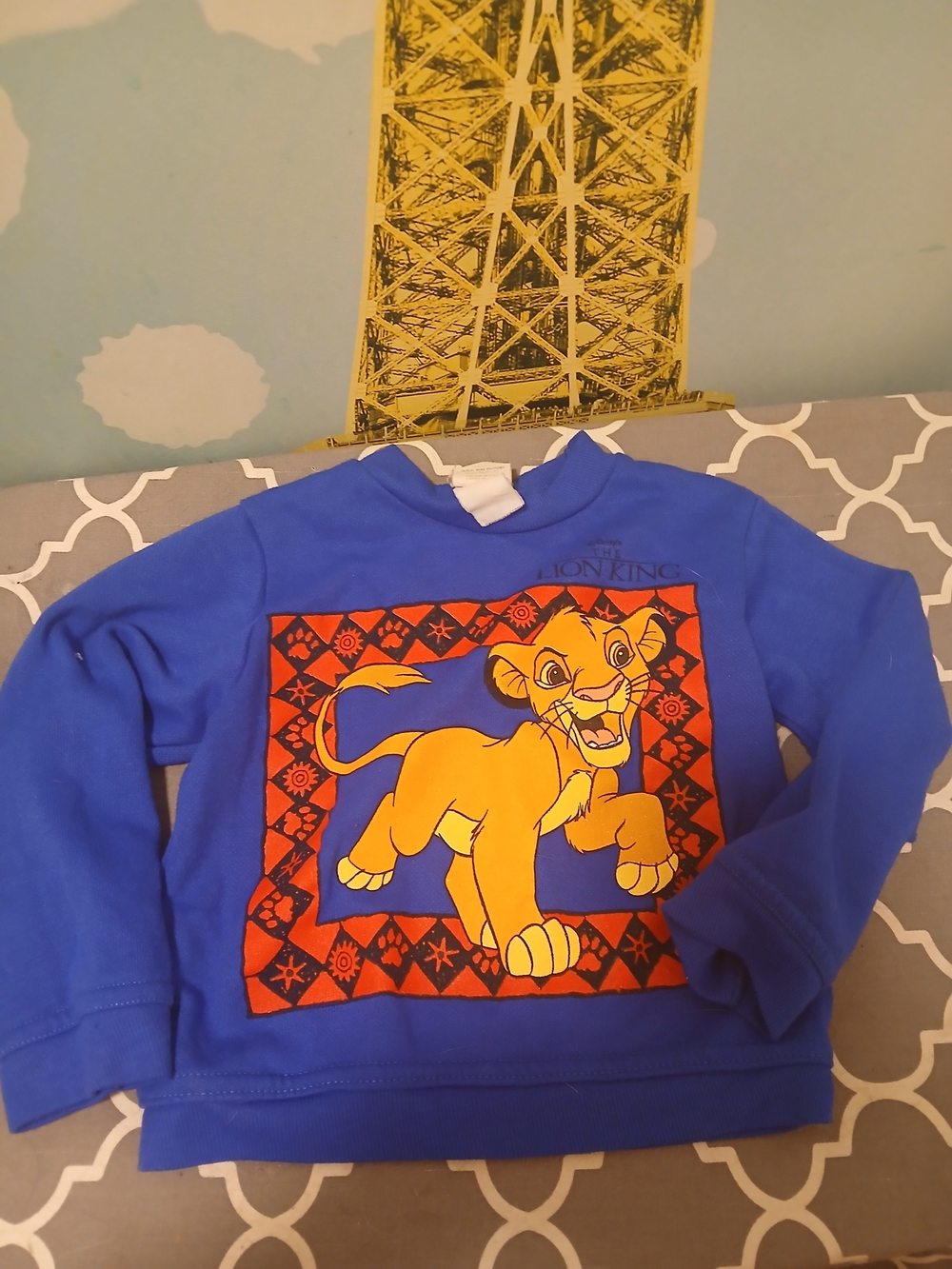 Vintage Disney The Lion King Blue & Yellow Simba Kids Sweatshirt Sz.1 Yr - 2 T ?